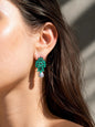Emerald Diamond Earrings Pearl Drop Statement Green Stone Jewelry Cubic Zirconia Bride Wedding Gift