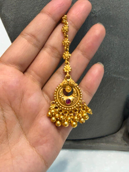 Indian Necklace Antique Gold Plated Bridal Choker South Indian Jewelry Temple Wedding Golden Set