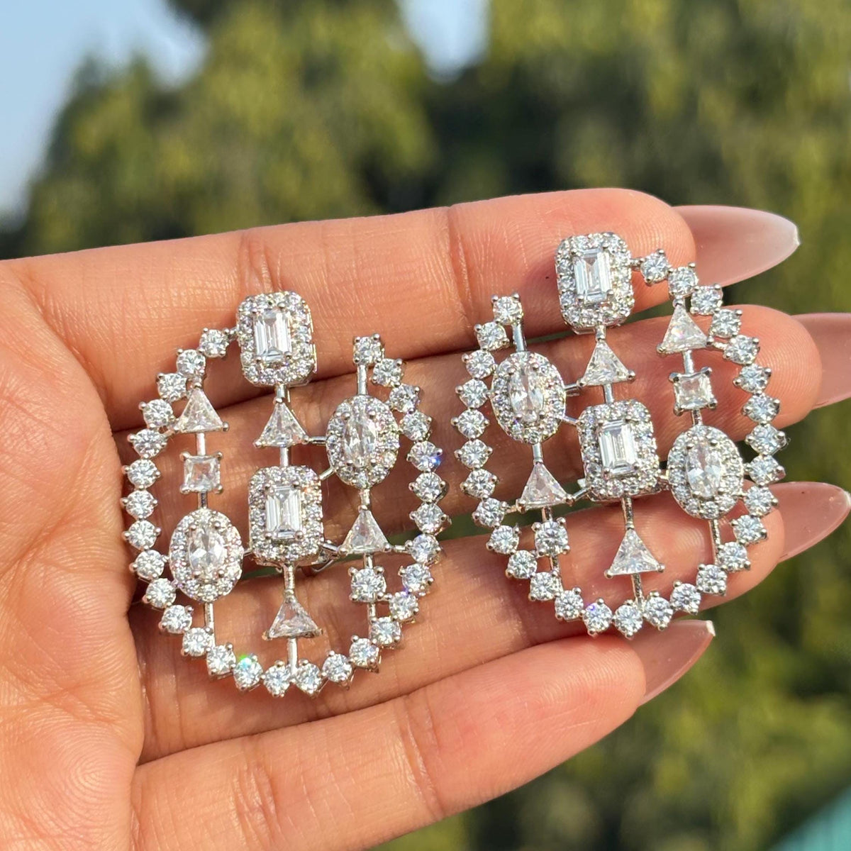 Large Moissanite Diamond Earrings Statement Oversized Studs Big Chunky CZ Designer Bride Wedding Gift