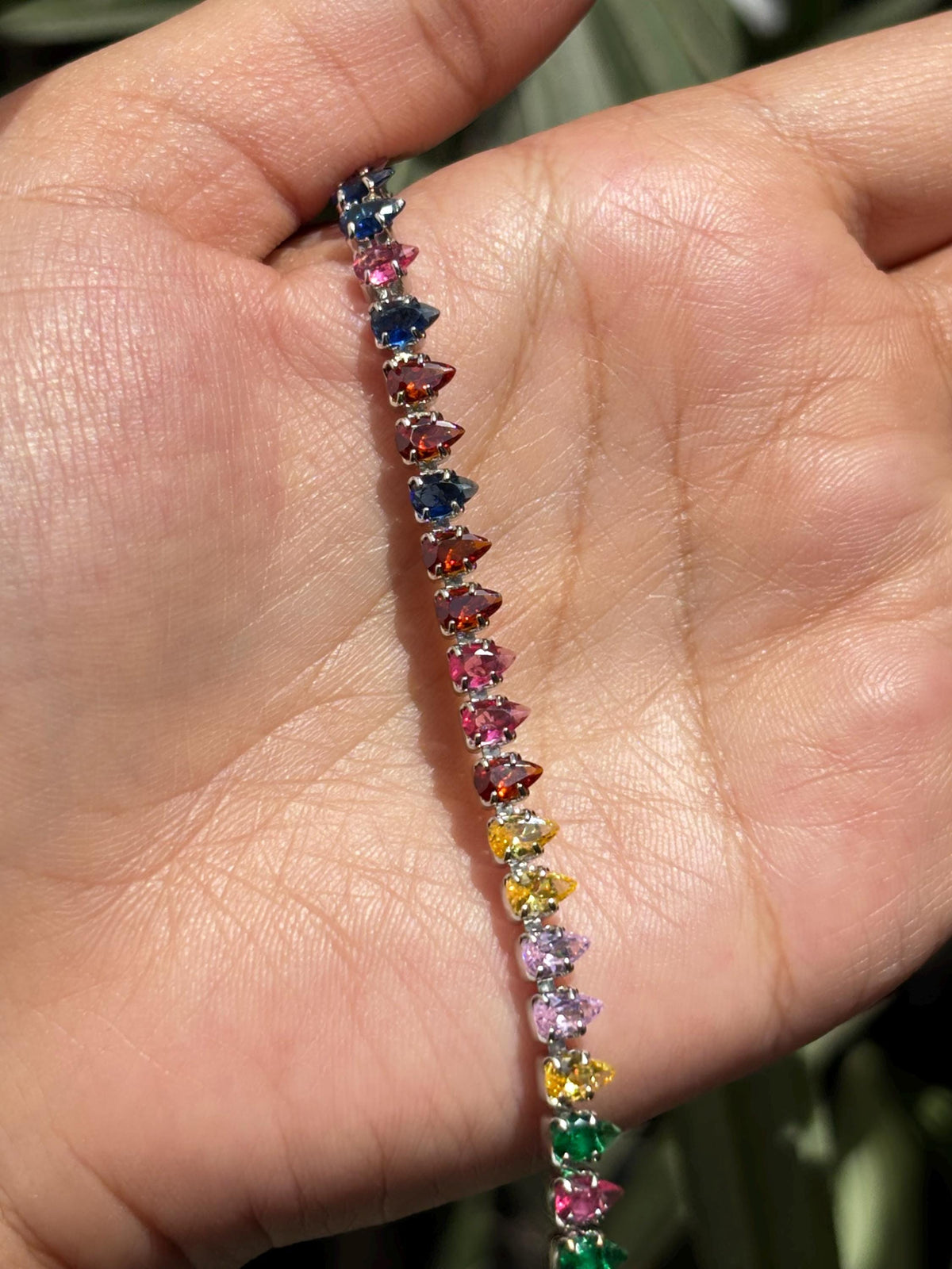 Multicolor Bracelet Statement Mix Stone Jewelry Colorful Rainbow Tennis Bracelet Cubic Zirconia Engagement Gift