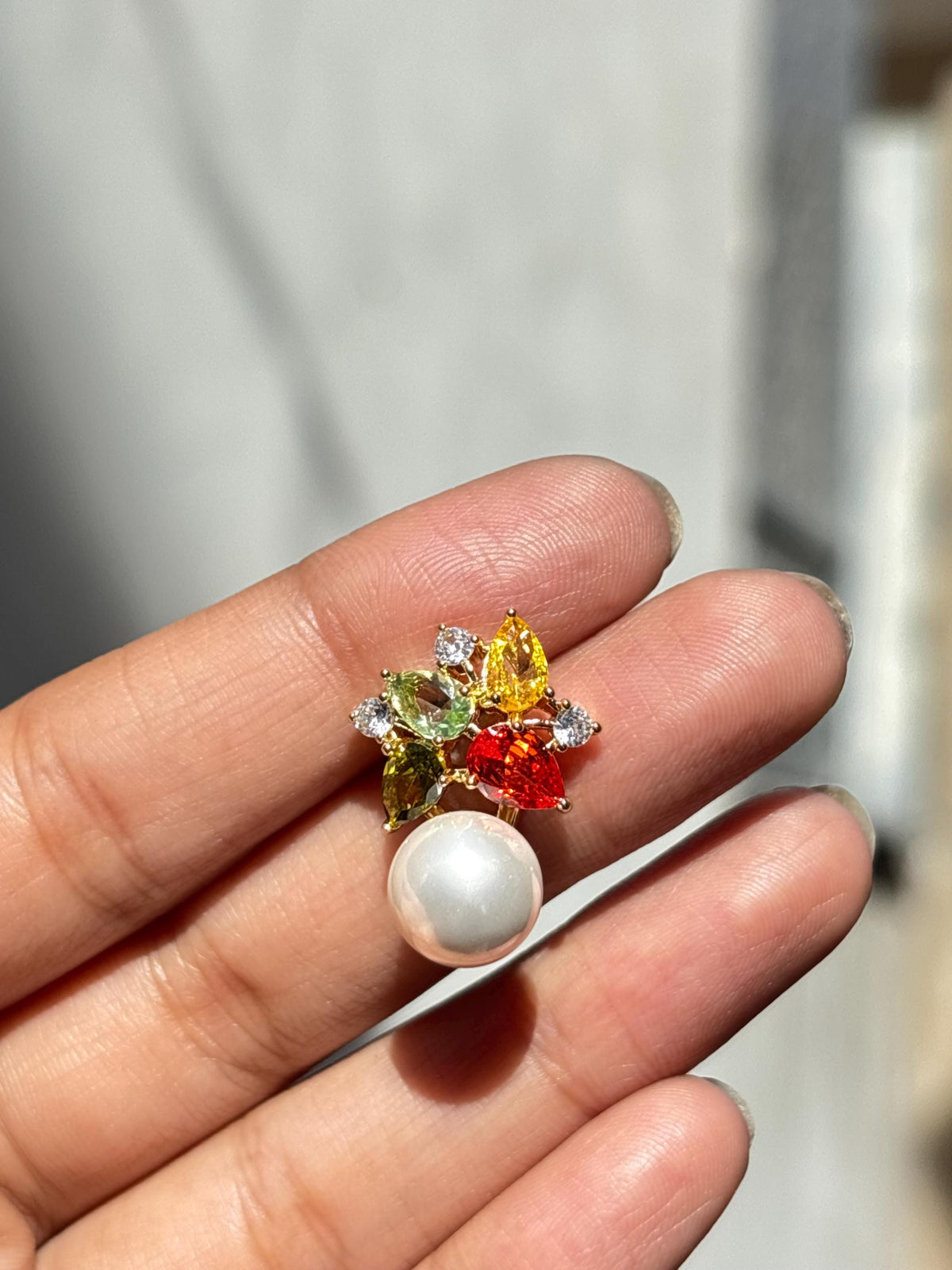 Multicolor Earrings Pearl Drop Statement Mix Stone Jewelry Multi Colorfull Cubic Zirconia Moissanite Designer