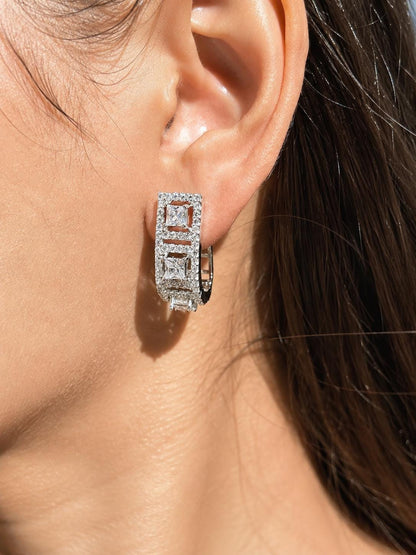Moissanite Diamond Hoop Earrings Statement Prom Jewelry Designer Cubic Zirconia Hoops Birthday Gift Her
