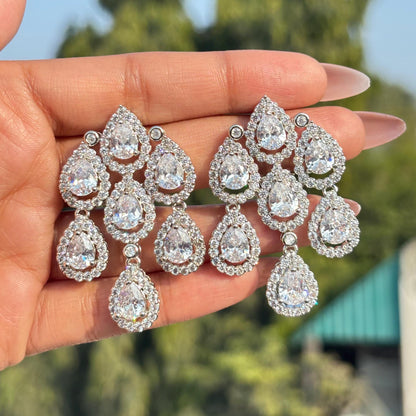 Moissanite Diamond Earrings Large Statement Teardrop Shape Cubic Zirconia Moissanite Jewelry CZ Wedding Gift