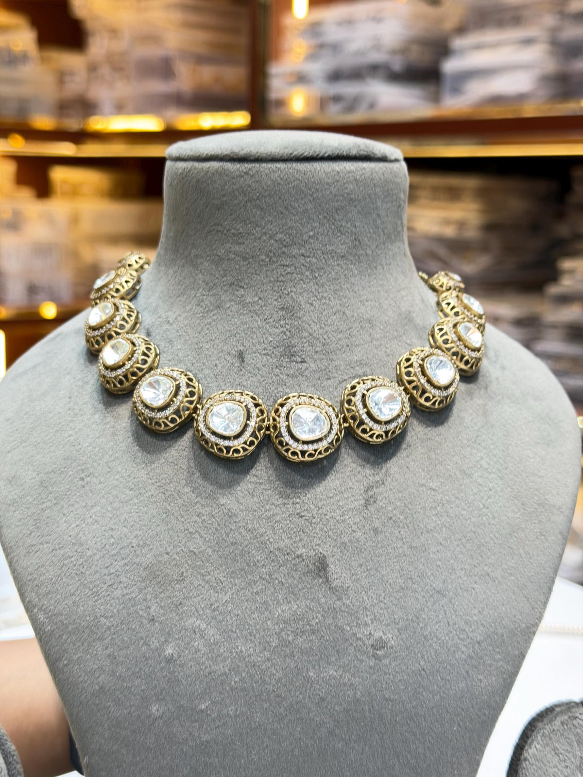 Polki Necklace Sabyasachi Inspired Moissanite Polki Diamond Choker Victorian Indian Wedding Kundan Jewelry Set