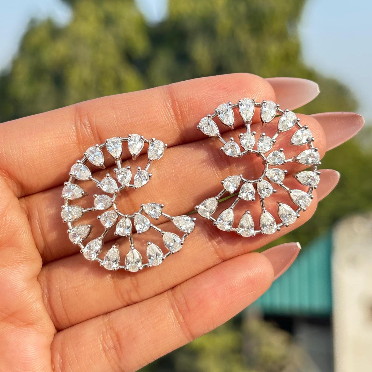 Moissanite Diamond Earrings Large Statement Studs Huge Cubic Zirconia Big Cocktail Jewelry Engagement Gift