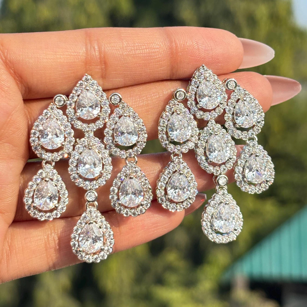 Moissanite Diamond Earrings Large Statement Teardrop Shape Cubic Zirconia Moissanite Jewelry CZ Wedding Gift