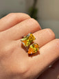 Yellow Diamond Ring Canary Moissanite Large Cocktail Two Stone Statement Jewelry Yellow Sapphire Rings