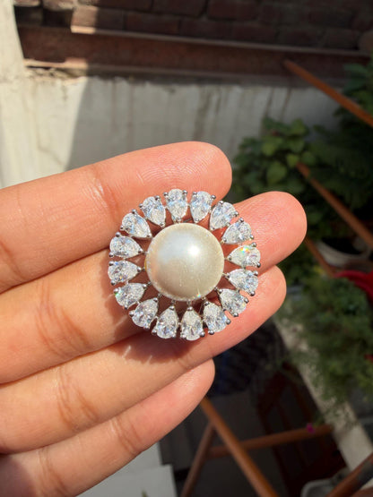 Large Pearl Earrings Cubic Zirconia CZ Moissanite Statement Studs Big Huge Everyday Style Wedding