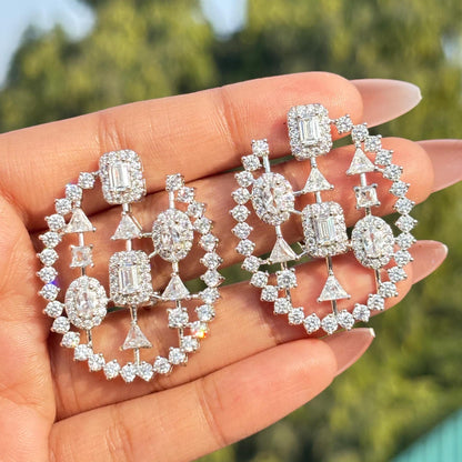 Large Moissanite Diamond Earrings Statement Oversized Studs Big Chunky CZ Designer Bride Wedding Gift