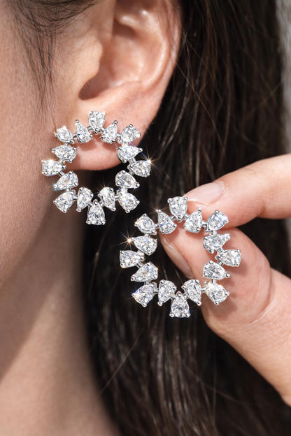 Moissanite Diamond Earrings Large Statement Studs Circle Shape CZ Cubic Zirconia Cocktail Wedding Gift