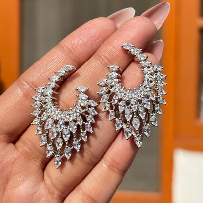 Moissanite Diamond Earrings CZ Large Cubic Zirconia Big Cocktail Jewelry Designer Bride Wedding Gift