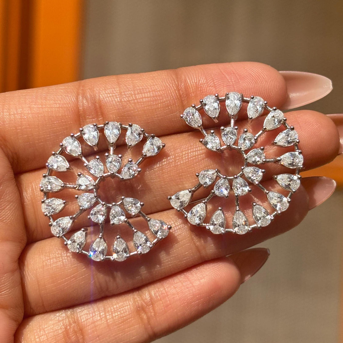 Moissanite Diamond Earrings Large Statement Studs Huge Cubic Zirconia Big Cocktail Jewelry Engagement Gift