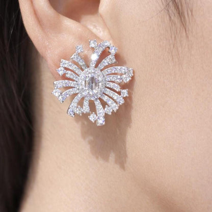Large Moissanite Diamond Earrings Big Statement Studs Chunky CZ Oversized Cubic Zirconia Wedding Gift
