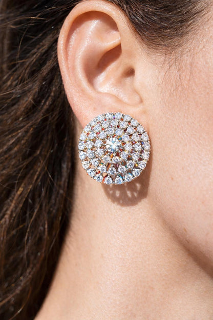 Large Moissanite Diamond Earrings Statement Studs Big Chunky CZ Cubic Zirconia Designer Wedding Gift