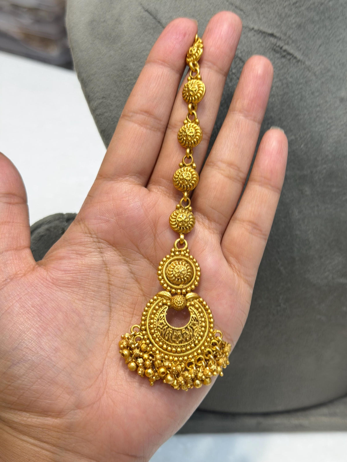 Indian Necklace Antique Gold Jewelry South India Jewelry Golden Choker Chandbali Earrings Maang Tikka