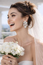 Moissanite Diamond Earrings Large Statement Teardrop Shape Cubic Zirconia Moissanite Jewelry CZ Wedding Gift