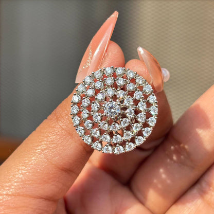 Large Moissanite Diamond Earrings Statement Studs Big Chunky CZ Cubic Zirconia Designer Wedding Gift