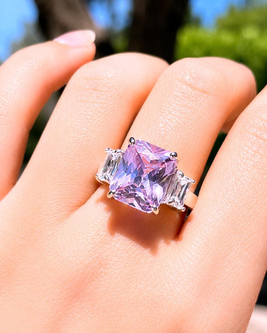 Pink Diamond Ring CZ Moissanite Statement Cubic Zirconia Pink Sapphire Stone Engagement Jewelry Wedding