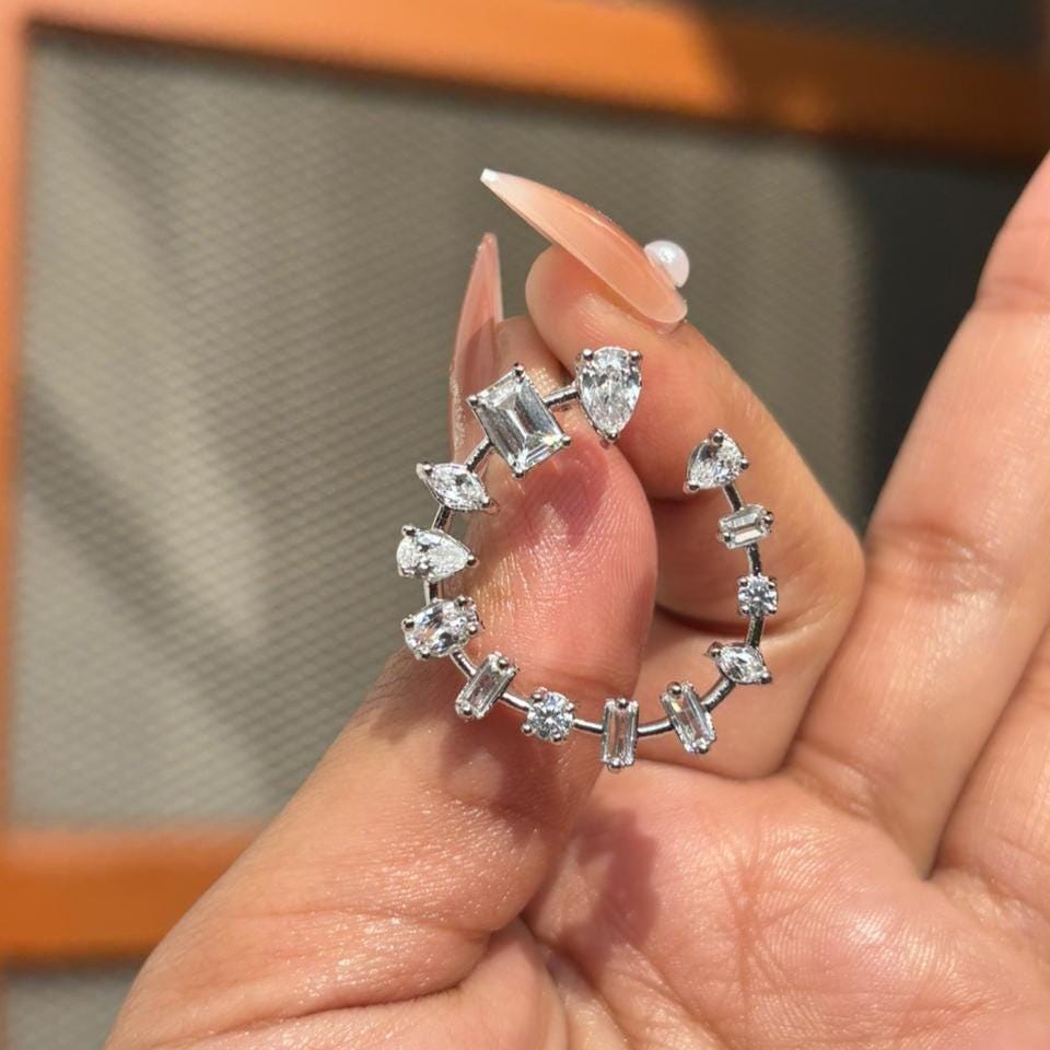 Large Moissanite Diamond Earrings Big Studs Statement Oversized Huge Cubic Zirconia CZ Engagement Jewelry