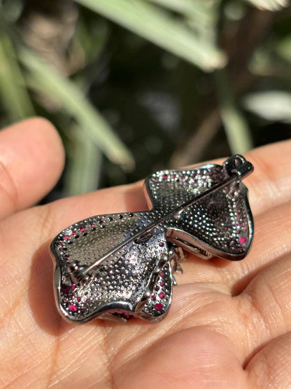 Large Ruby Brooch Statement Moissanite Diamond Pink Sapphire Emerald Green Stone Jewelry Groom Wedding