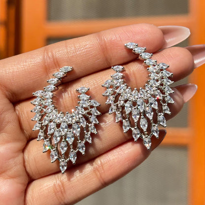 Moissanite Diamond Earrings CZ Large Cubic Zirconia Big Cocktail Jewelry Designer Bride Wedding Gift