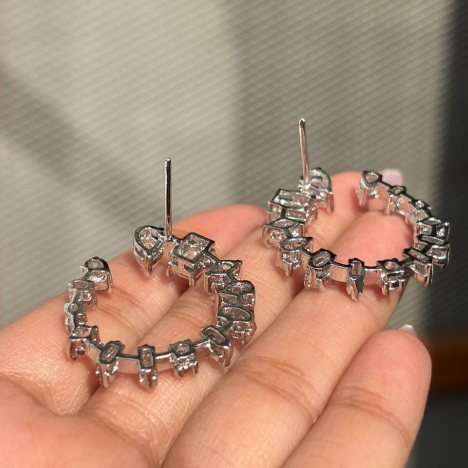 Large Moissanite Diamond Earrings Big Studs Statement Oversized Huge Cubic Zirconia CZ Engagement Jewelry