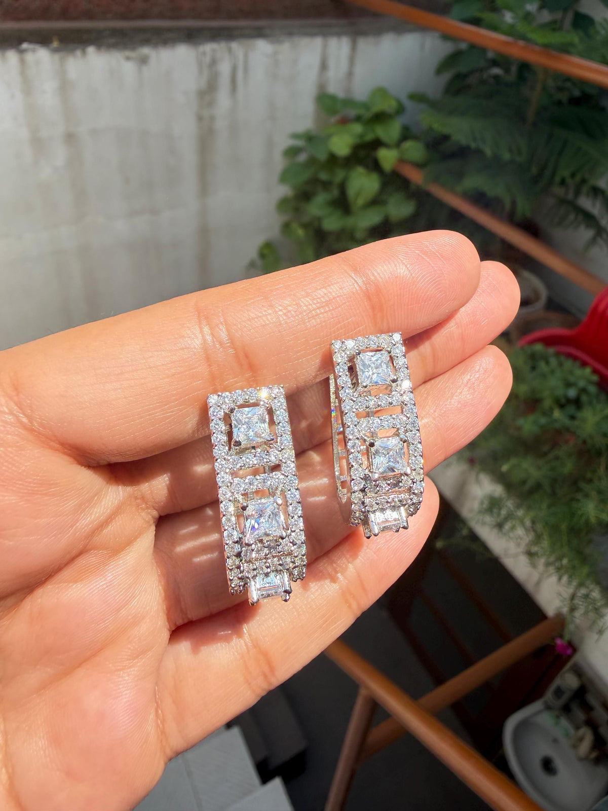 Moissanite Diamond Hoop Earrings Statement Prom Jewelry Designer Cubic Zirconia Hoops Birthday Gift Her