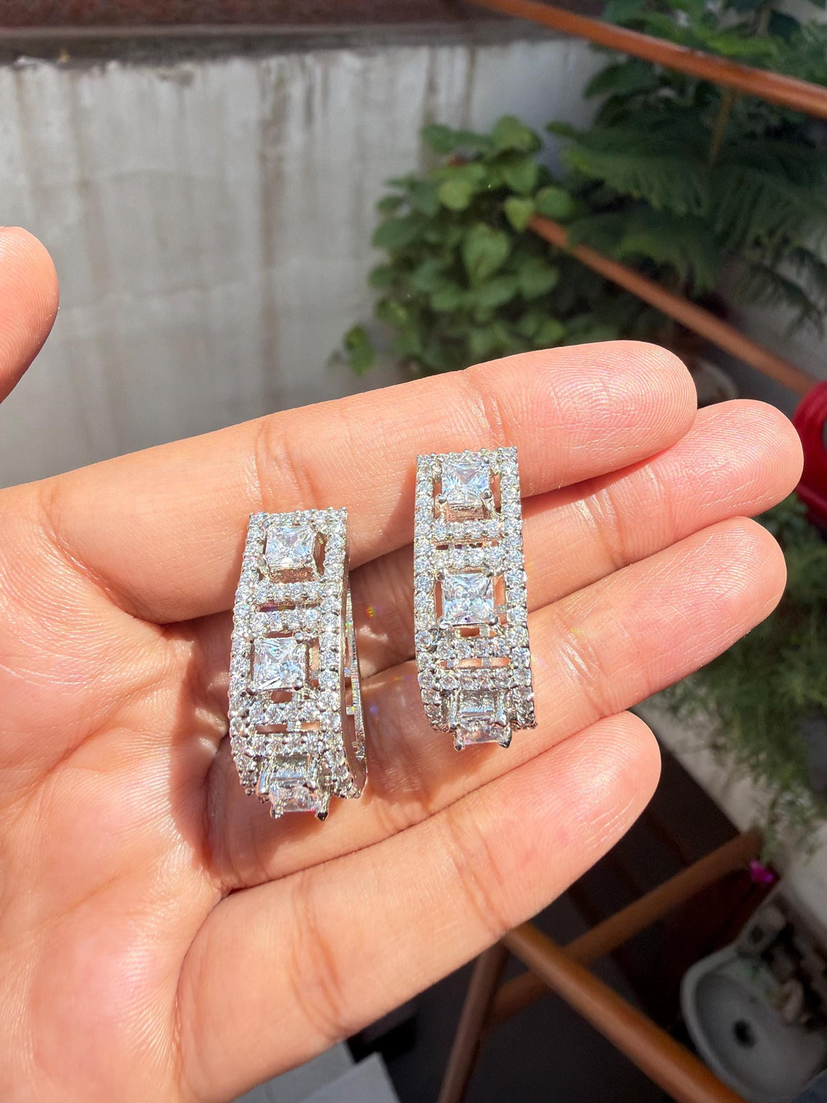 Moissanite Diamond Hoop Earrings Statement Prom Jewelry Designer Cubic Zirconia Hoops Birthday Gift Her