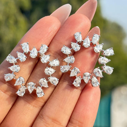 Moissanite Diamond Earrings Large Statement Studs Circle Shape CZ Cubic Zirconia Cocktail Wedding Gift
