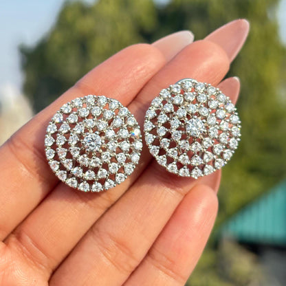 Large Moissanite Diamond Earrings Statement Studs Big Chunky CZ Cubic Zirconia Designer Wedding Gift