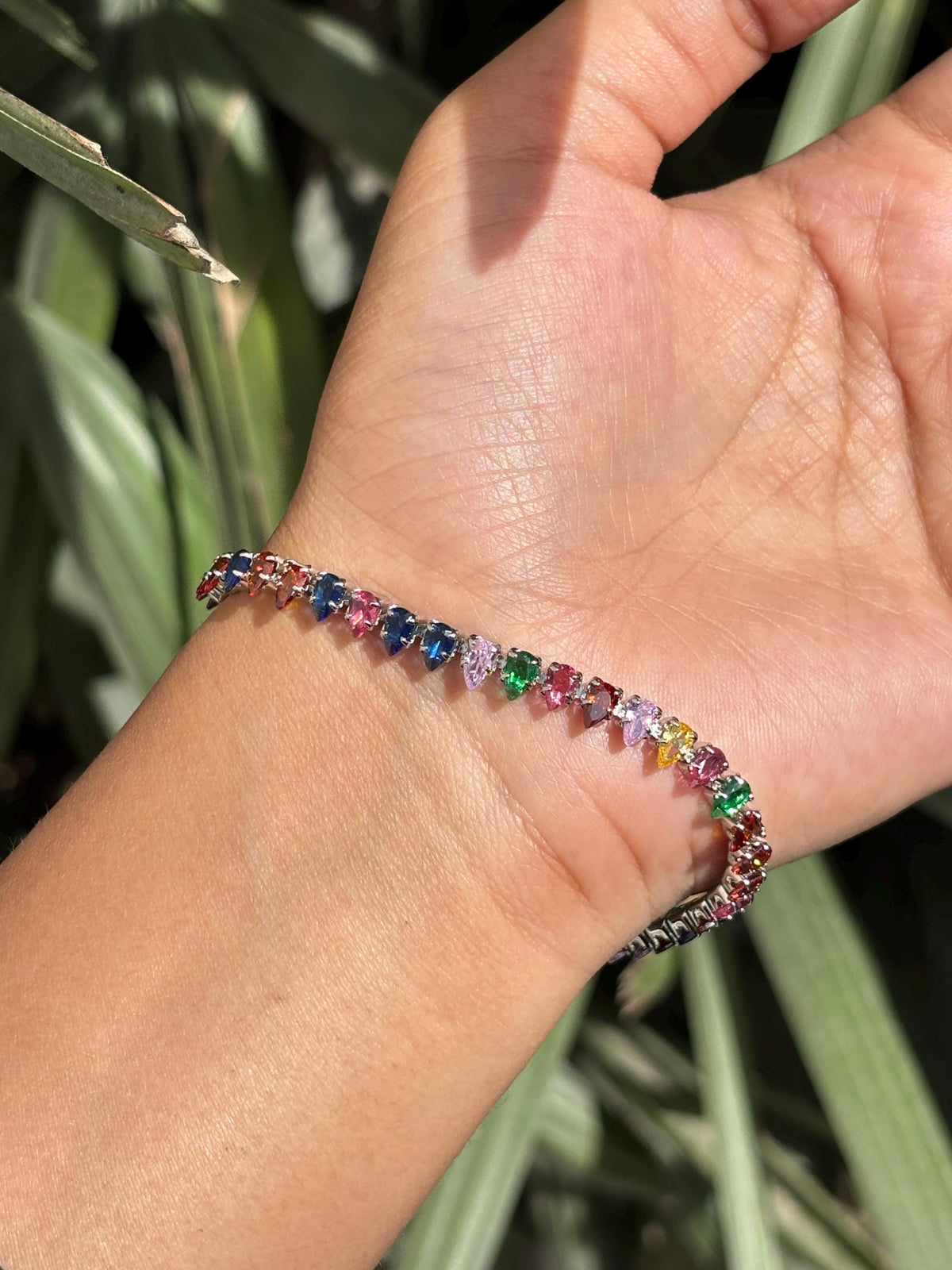 Multicolor Bracelet Statement Mix Stone Jewelry Colorful Rainbow Tennis Bracelet Cubic Zirconia Engagement Gift