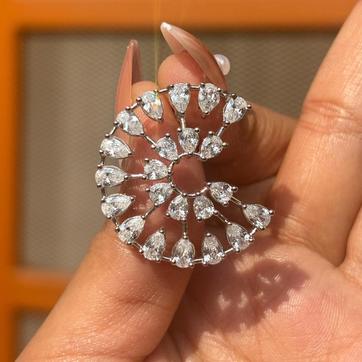 Moissanite Diamond Earrings Large Statement Studs Huge Cubic Zirconia Big Cocktail Jewelry Engagement Gift