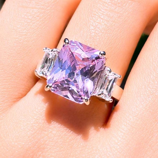 Pink Diamond Ring CZ Moissanite Statement Cubic Zirconia Pink Sapphire Stone Engagement Jewelry Wedding