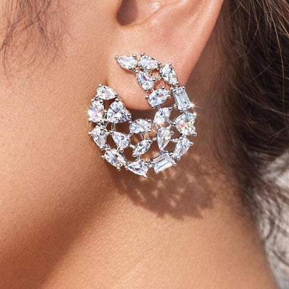 Moissanite Stateemnt Earrings CZ Cubic Zirconia Earrings Large Big Mix Stone Jewelry Wedding Gift