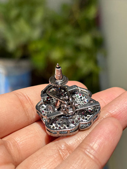 Multicolor Earrings Large Statement Studs Multi Stone CZ Moissanite Diamond Big Cocktail Designer Jewelry