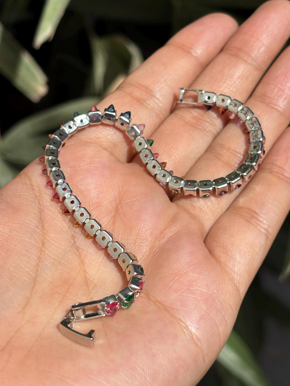 Multicolor Bracelet Statement Mix Stone Jewelry Colorful Rainbow Tennis Bracelet Cubic Zirconia Engagement Gift