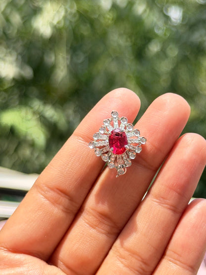 Ruby Diamond Earrings Statement Studs CZ Moissanite Small Red Stone Jewelry Birthday Gift Her