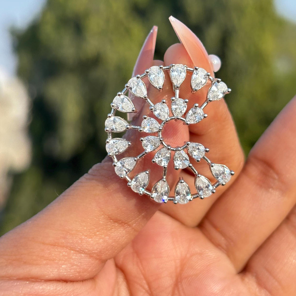Moissanite Diamond Earrings Large Statement Studs Huge Cubic Zirconia Big Cocktail Jewelry Engagement Gift
