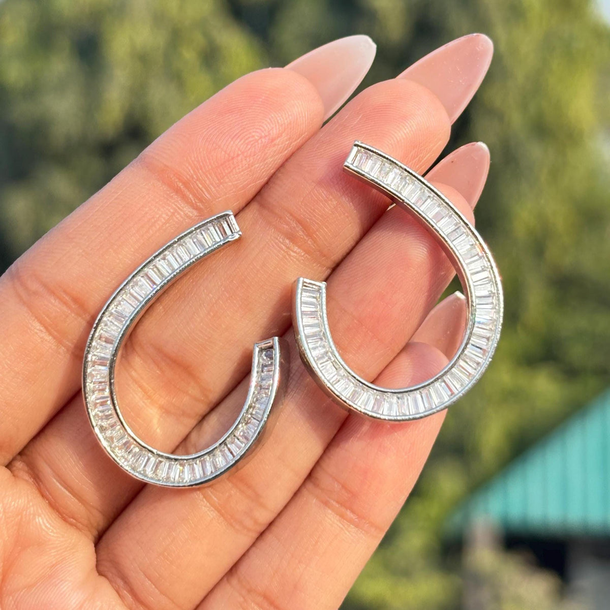 Large Statement Studs Moissanite Diamond Earrings CZ Cubic Zirconia Big Open Stud Moissanite Jewelry