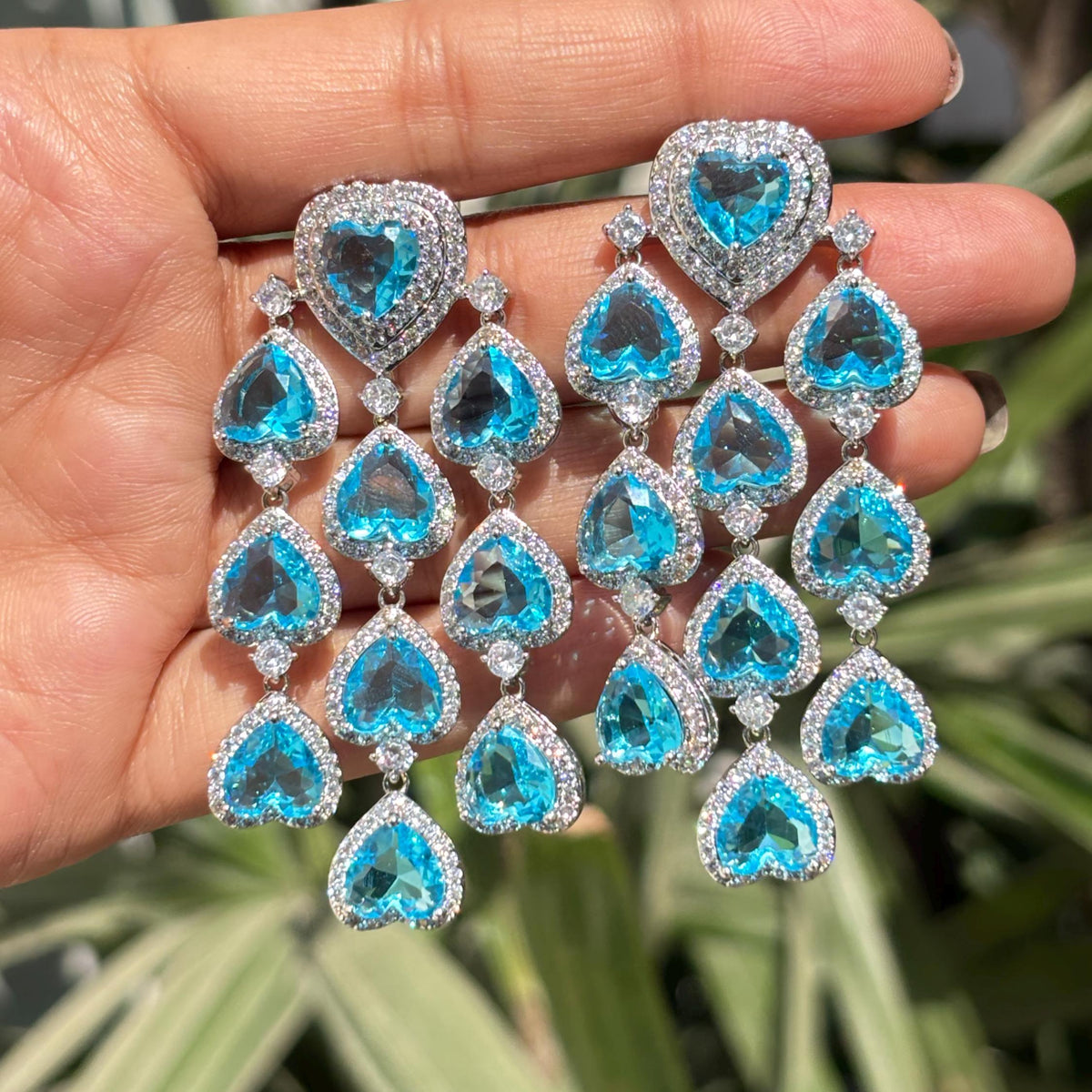 Aquamarine Diamond Earrings Statement CZ Moissanite Large Aqua Blue Stone Jewelry Cubic Zirconia Wedidng