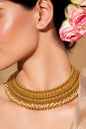 Antique Golden Indian Necklace Gold Plated Pearl Choker South Indian Bridal Jewelry Temple Set
