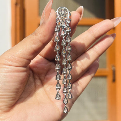 Moissanite Diamond Chandelier Earrings Large Statement Huge Dangle Drop Flower CZ Bridal Wedding Jewelry
