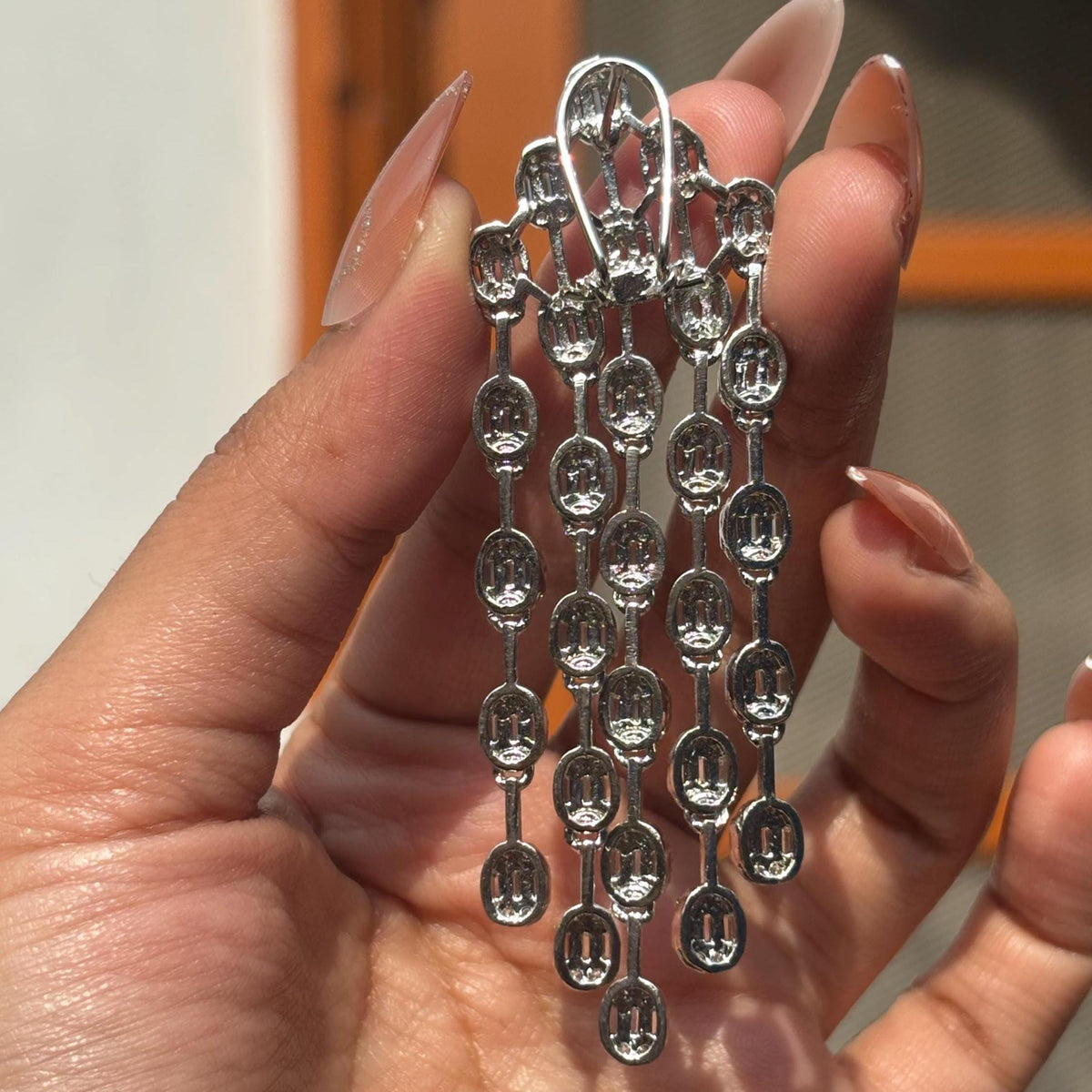 Moissanite Diamond Chandelier Earrings Large Long Statement Dangle Baguette CZ Waterfall Bridal Jewelry Wedding