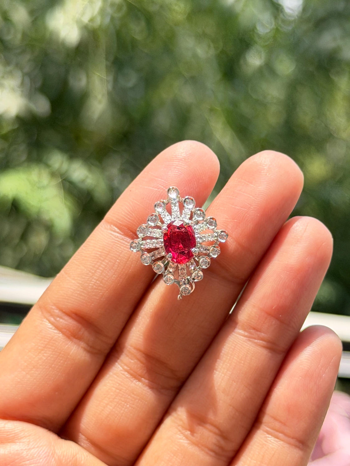 Ruby Diamond Earrings Statement Studs CZ Moissanite Small Red Stone Jewelry Birthday Gift Her