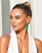 Large Emerald Doublet Earrings Long Dangle Statement Green Paraiba Tourmaline Stone Teardrop Cocktail Jewelry