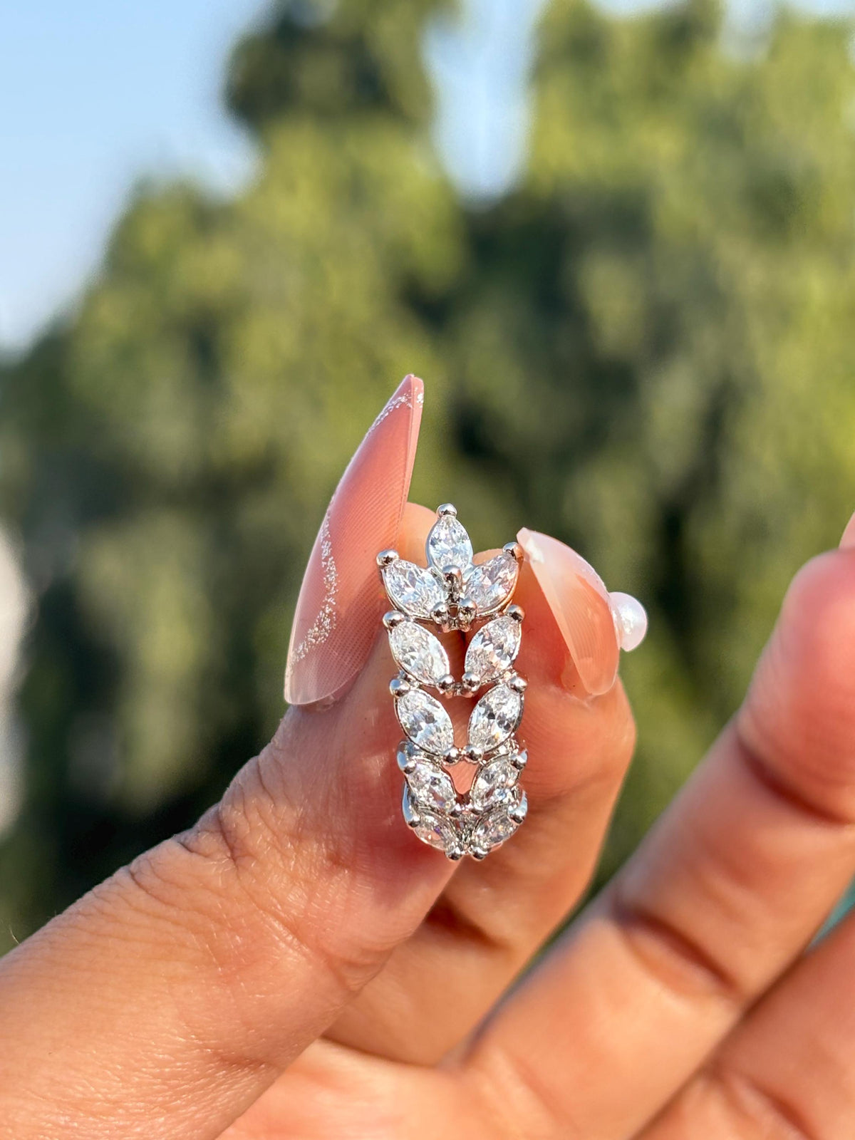 Moissanite Diamond Earrings Small Half Hoop Studs Style Leaf Moissanite Cubic Zirconia Stone Jewelry