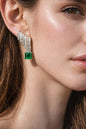 Emerald Diamond Earrings Statement Moissanite CZ Green Stone Jewelry Cuff Style Bride Wedding Gift