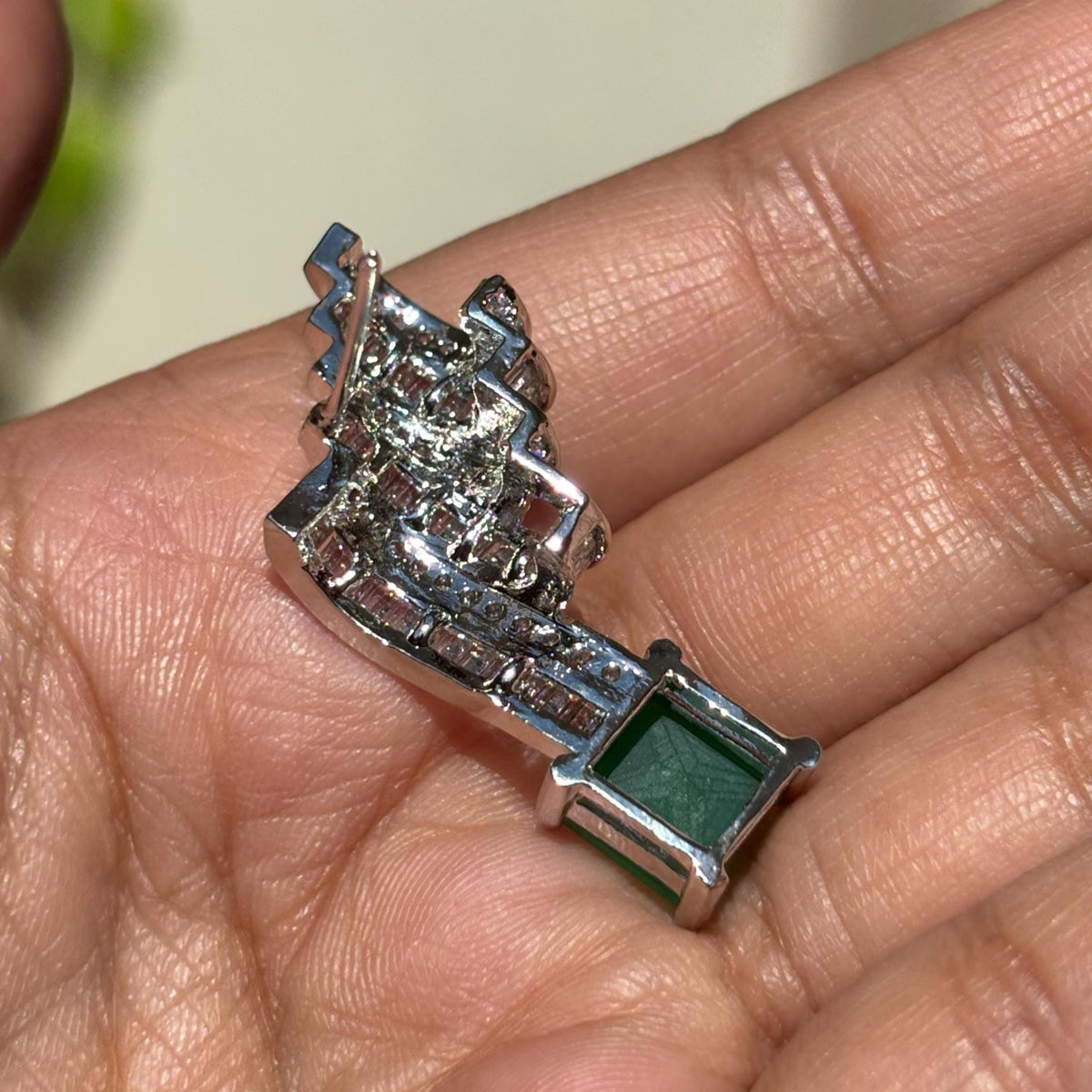Emerald Diamond Earrings Statement Moissanite CZ Green Stone Jewelry Cuff Style Bride Wedding Gift