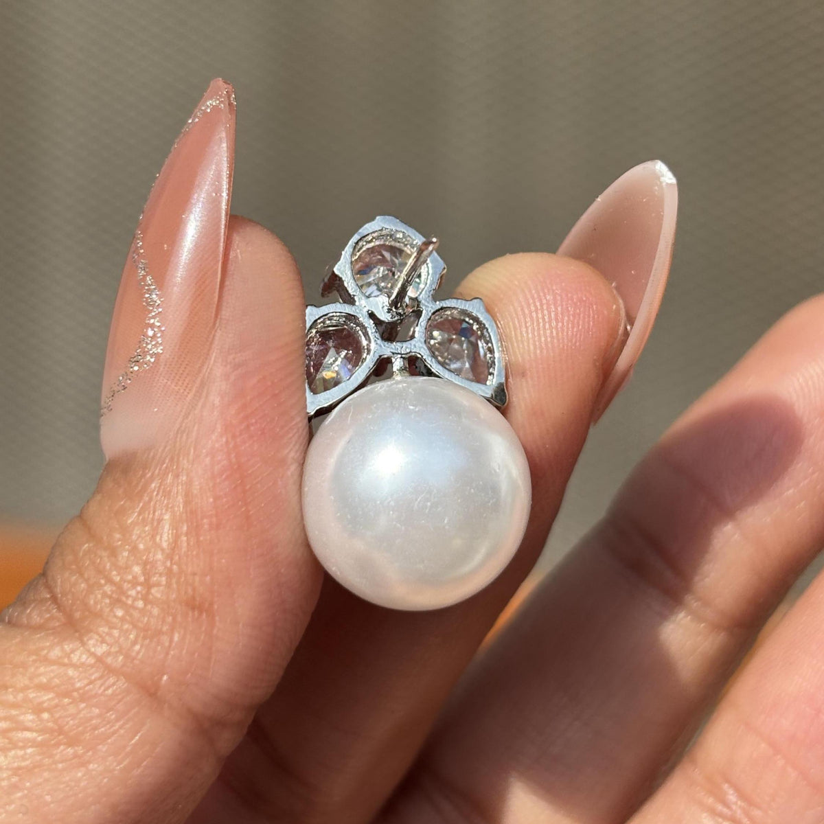Large Pearl Drop Earrings Statements Moissanite Diamond CZ Bride Big Pearl Jewelry Wedding Gift