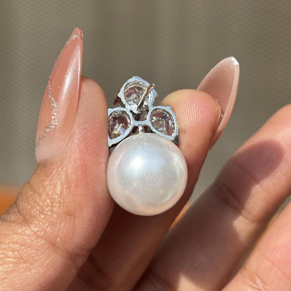 Large Pearl Drop Earrings Statements Moissanite Diamond CZ Bride Big Pearl Jewelry Wedding Gift